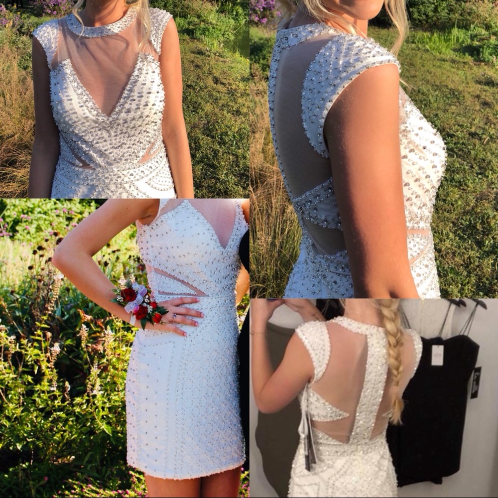 White Jovani short dress
